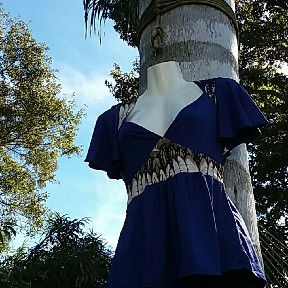 SALE: Baby Phat Royal Blue top w/pattern contrast